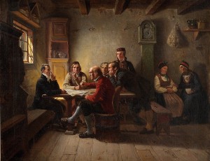 A. Tiedemand: Politiserende bønder (1848)