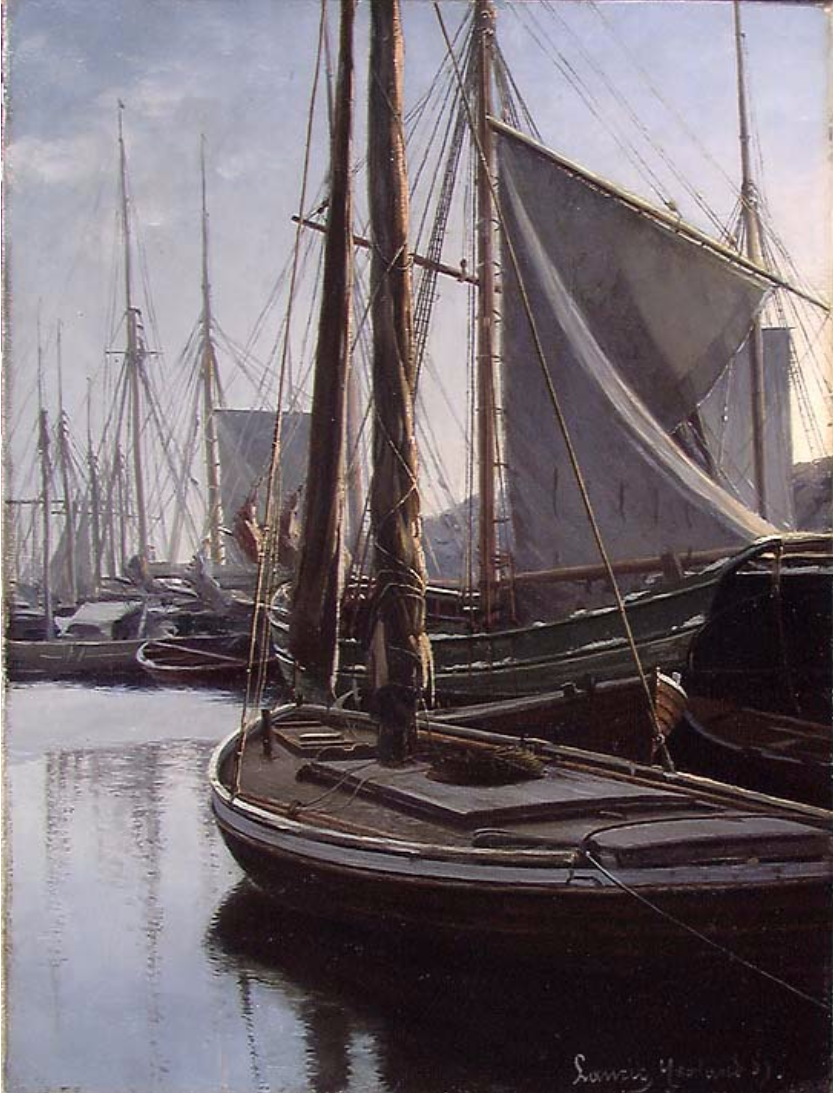 Lauritz Haaland. Skuter i havn 1886. Foto: Nasjonalmuseet.